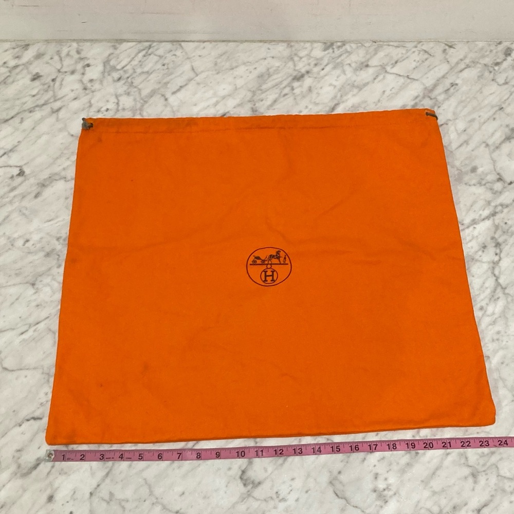 Hermes Classic Orange Large Drawstring Storage Dust Bag Horse Carriage Authentic - Picture 8 of 8